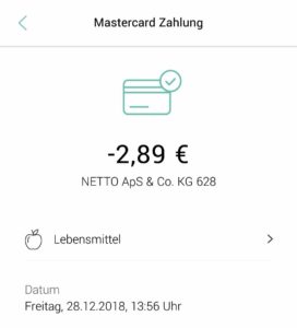 Zahlung mit Debit Mastercard